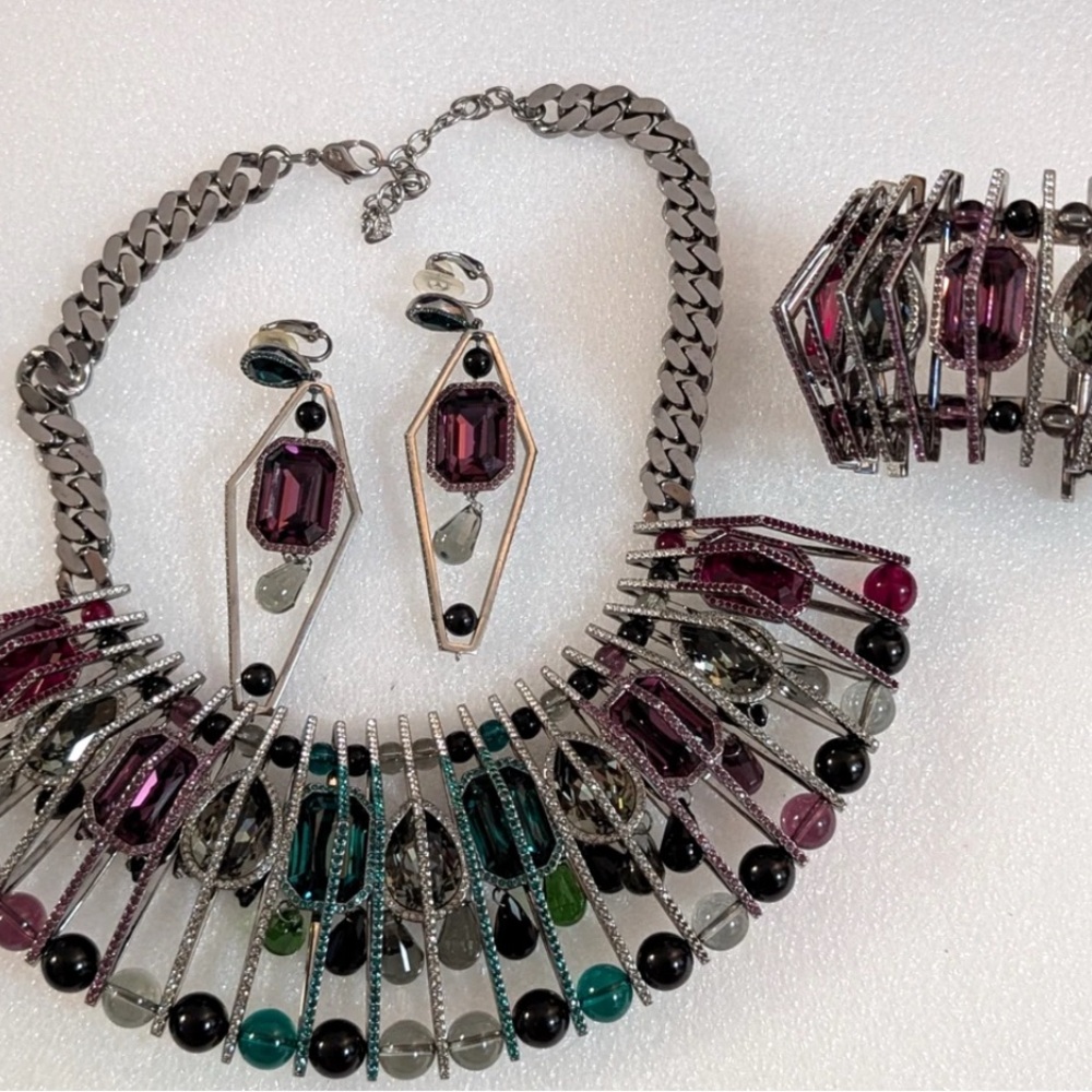 Authentic Swarovski Multicolor Statement Necklace… - image 1